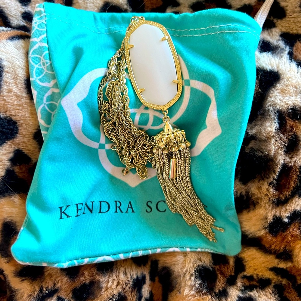 Kendra Scott White Long Pendant Necklace